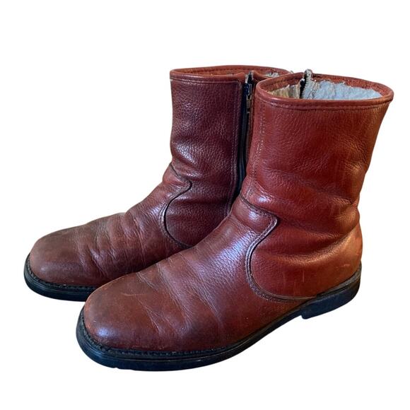 Vintage Dexter Brown Cognac Distressed Fleece-Lined Boot Men's size 9 - Picture 1 of 12